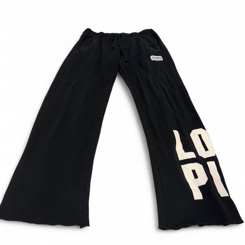 Victorias Secret PINK Black Love Pink Graphic Wide Leg Sweatpants Joggers